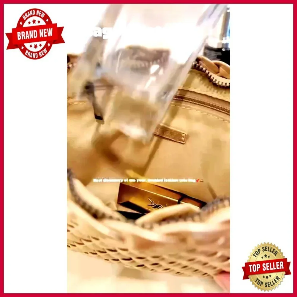 Large Woven Leather Tote Bag for Work Travel Beach Shoulder Handbag
